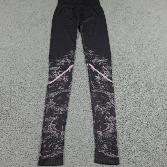 Fabletics Pants - Fabletics High Rise Leggings Womens Extra Small Gray Pink Marble Stretch Running